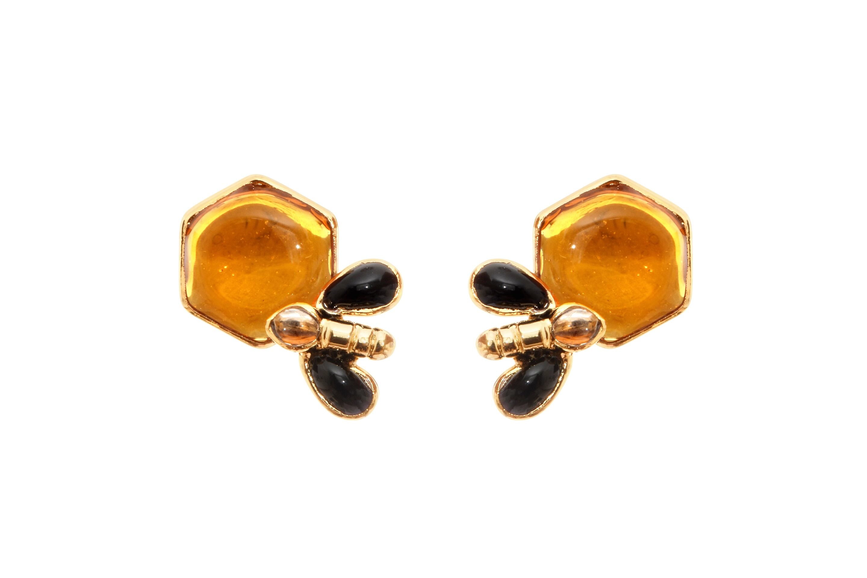 Honey Bee Small Pierced Earrings