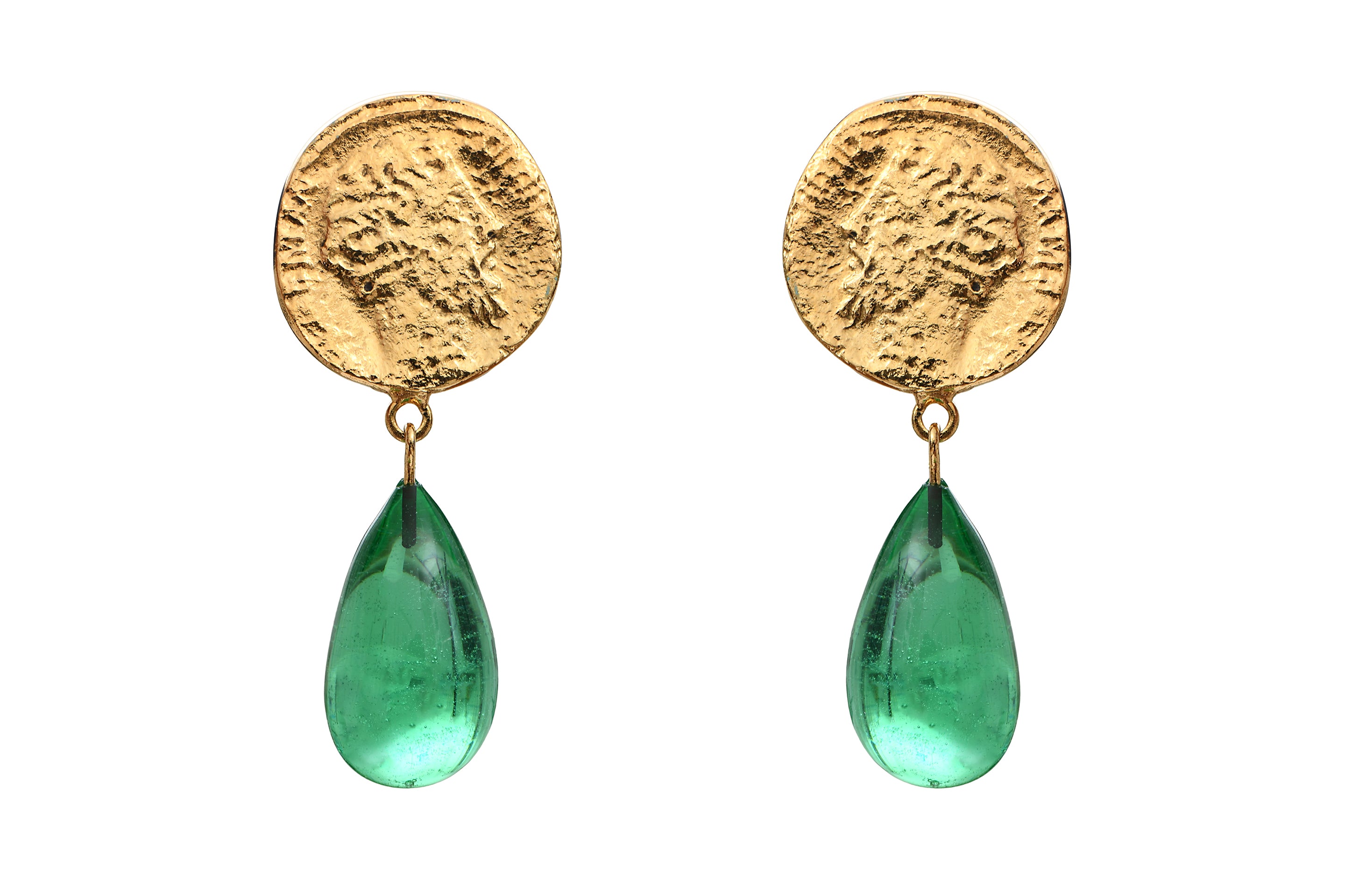 Summer in Greece earrings with hanging Glass Drops