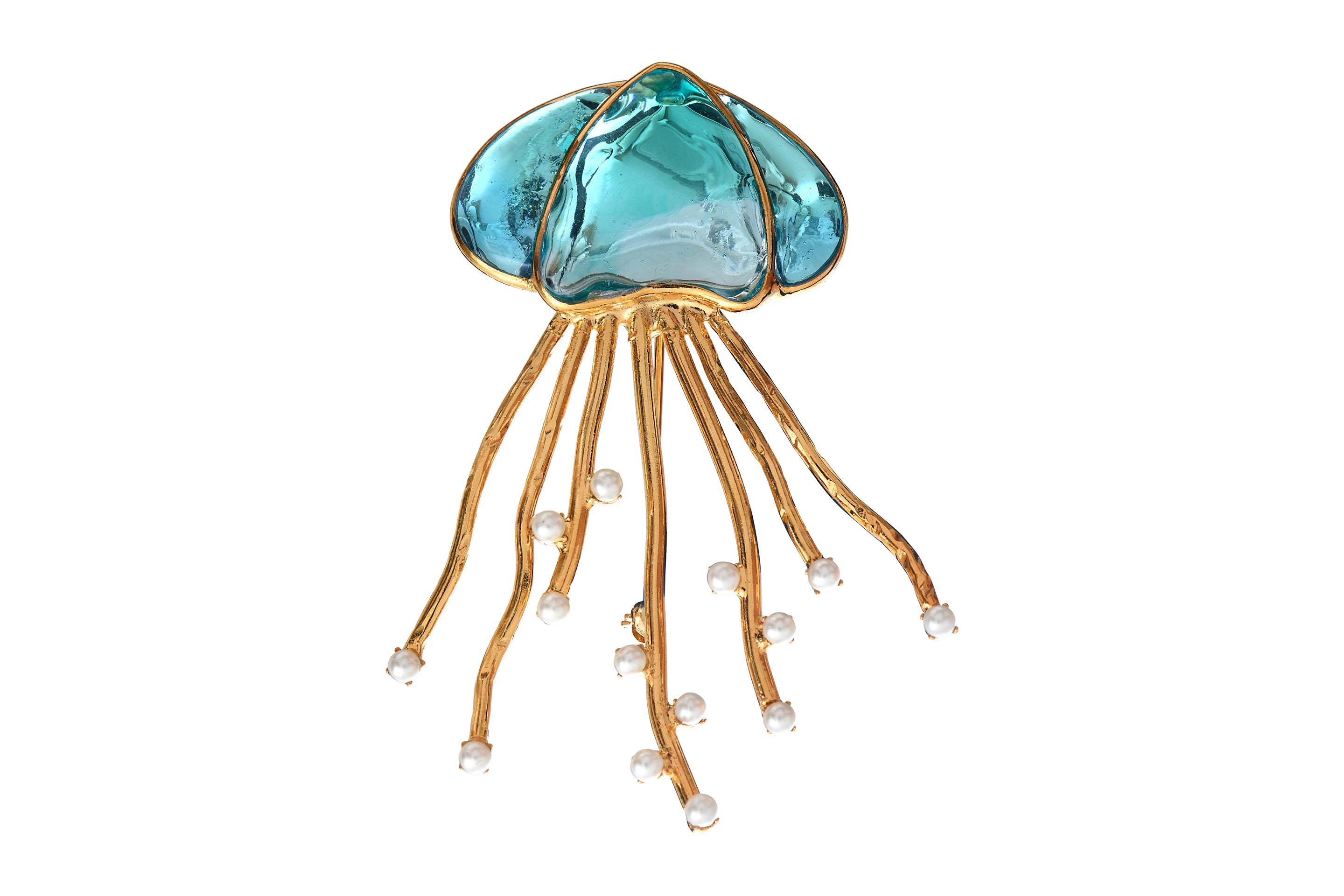 Sea Life Meduse Brooch with pearls
