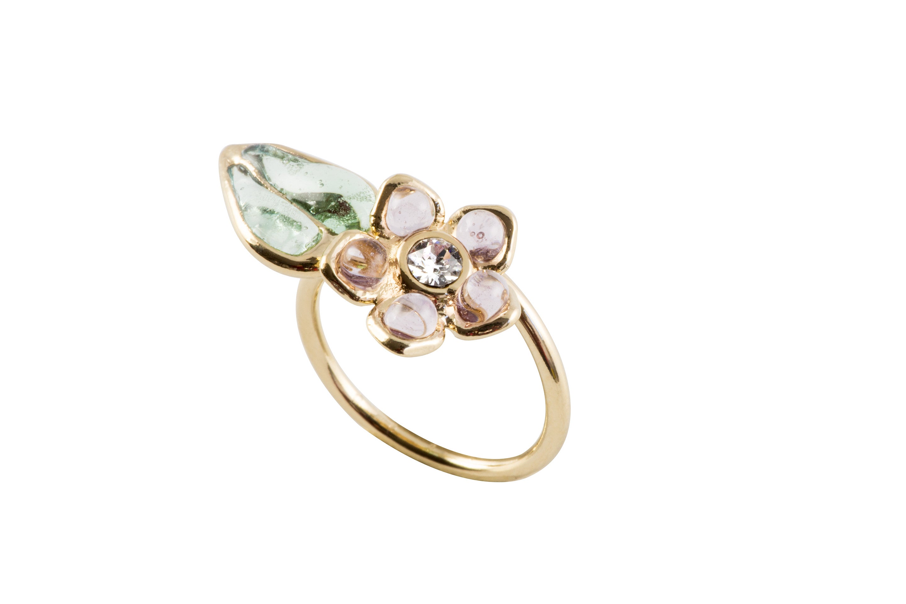 Glamour Flower and Leaf Ring
