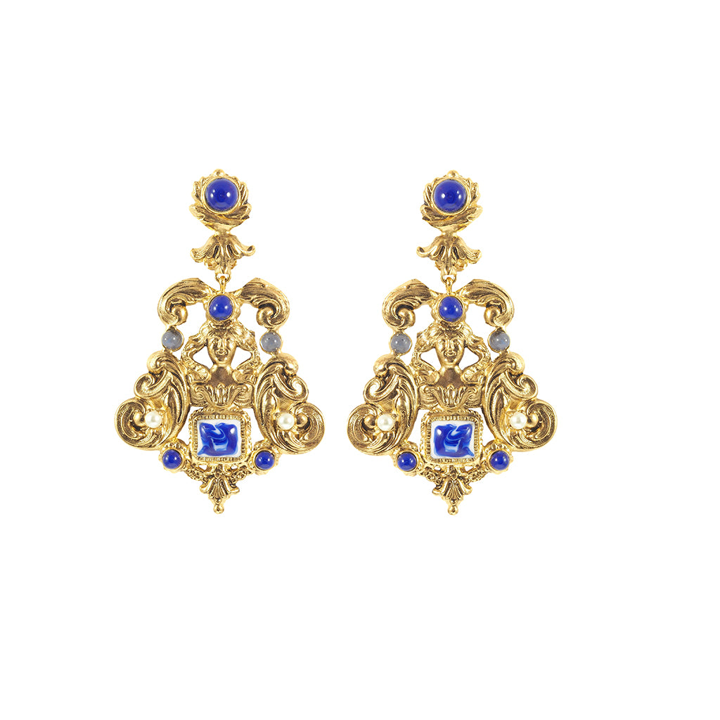 Azulejos Long Clip Earrings