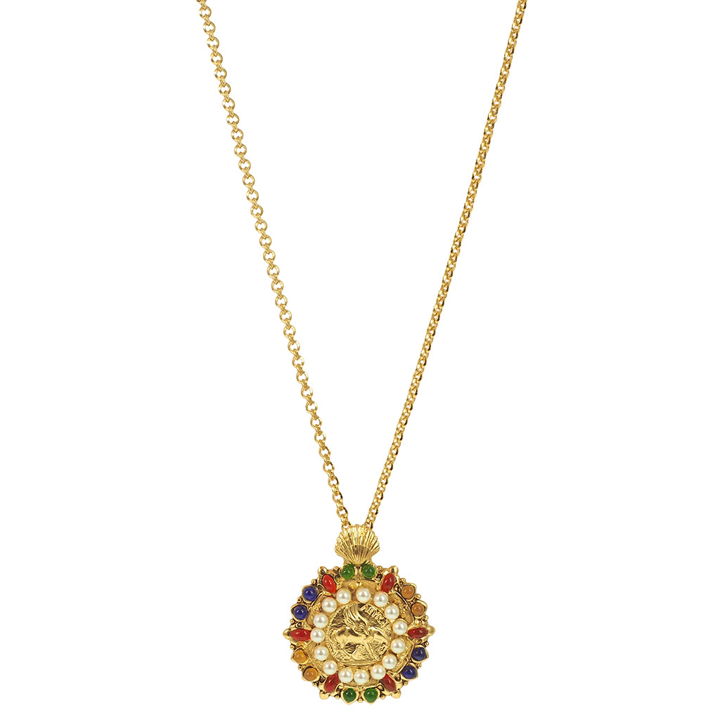 Byzantine Signet Long Chain Necklace