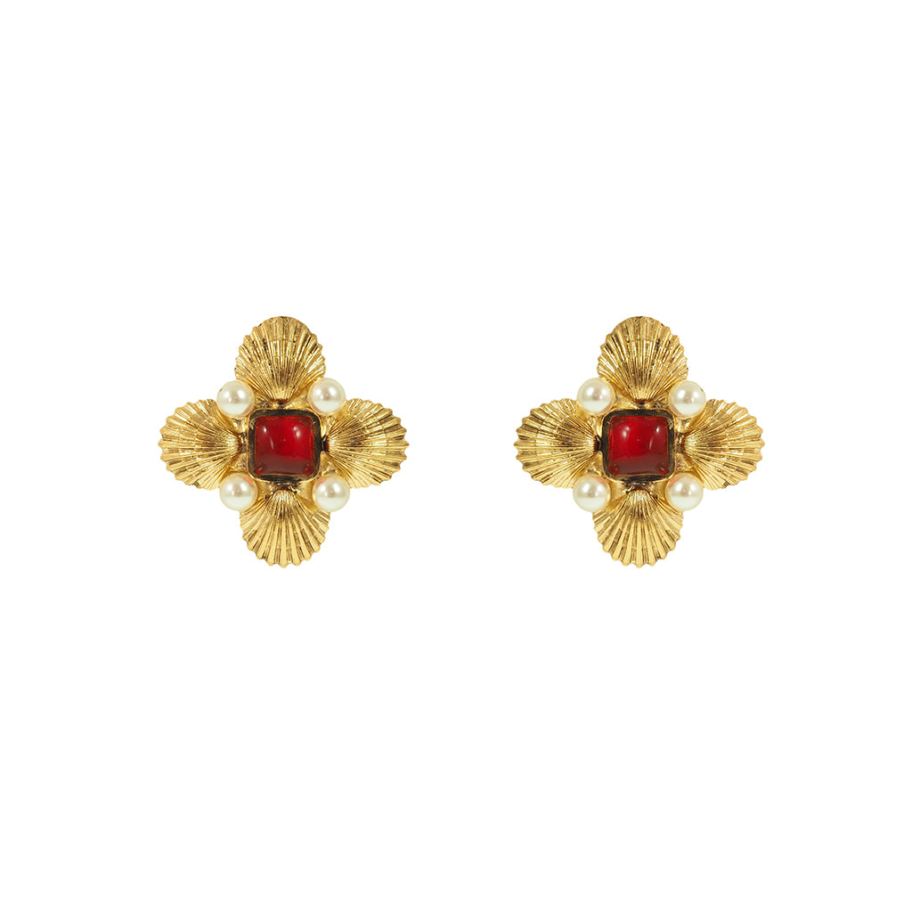 Byzantine Shell Clip Earrings