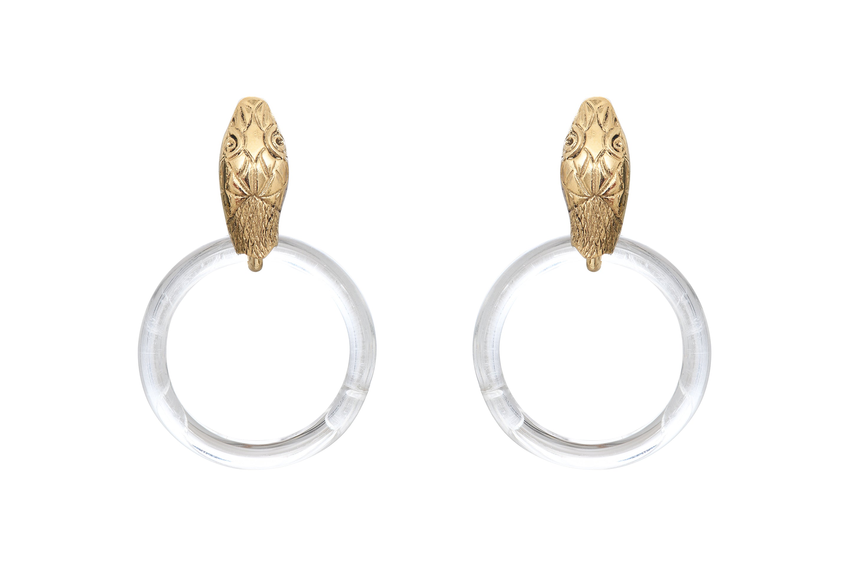 Snake Small Creoles Pierced Earrings Glass Ring