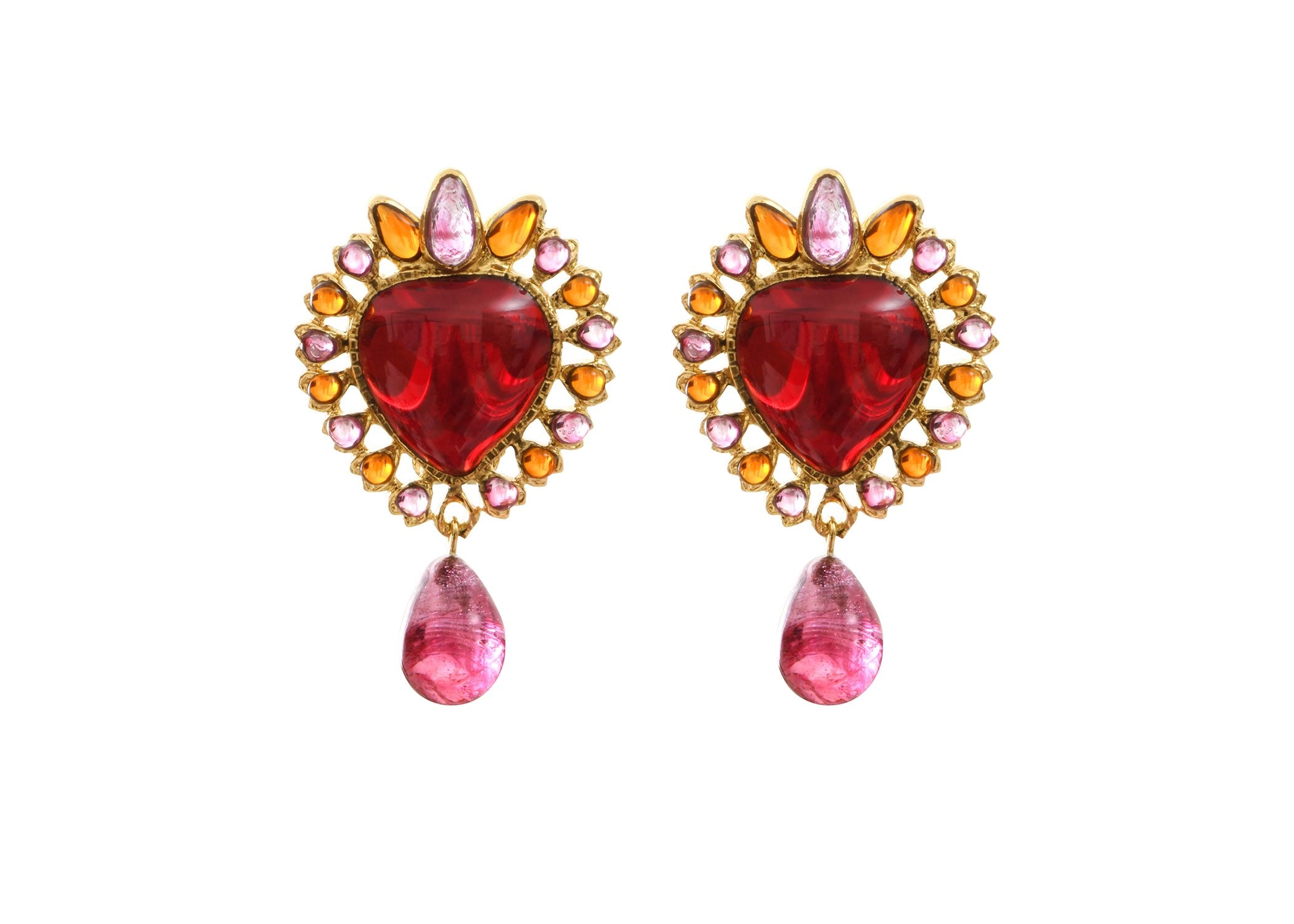 Frida Earrings with hanging drop shape glass beads