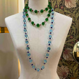 Art deco long necklace with glass beads