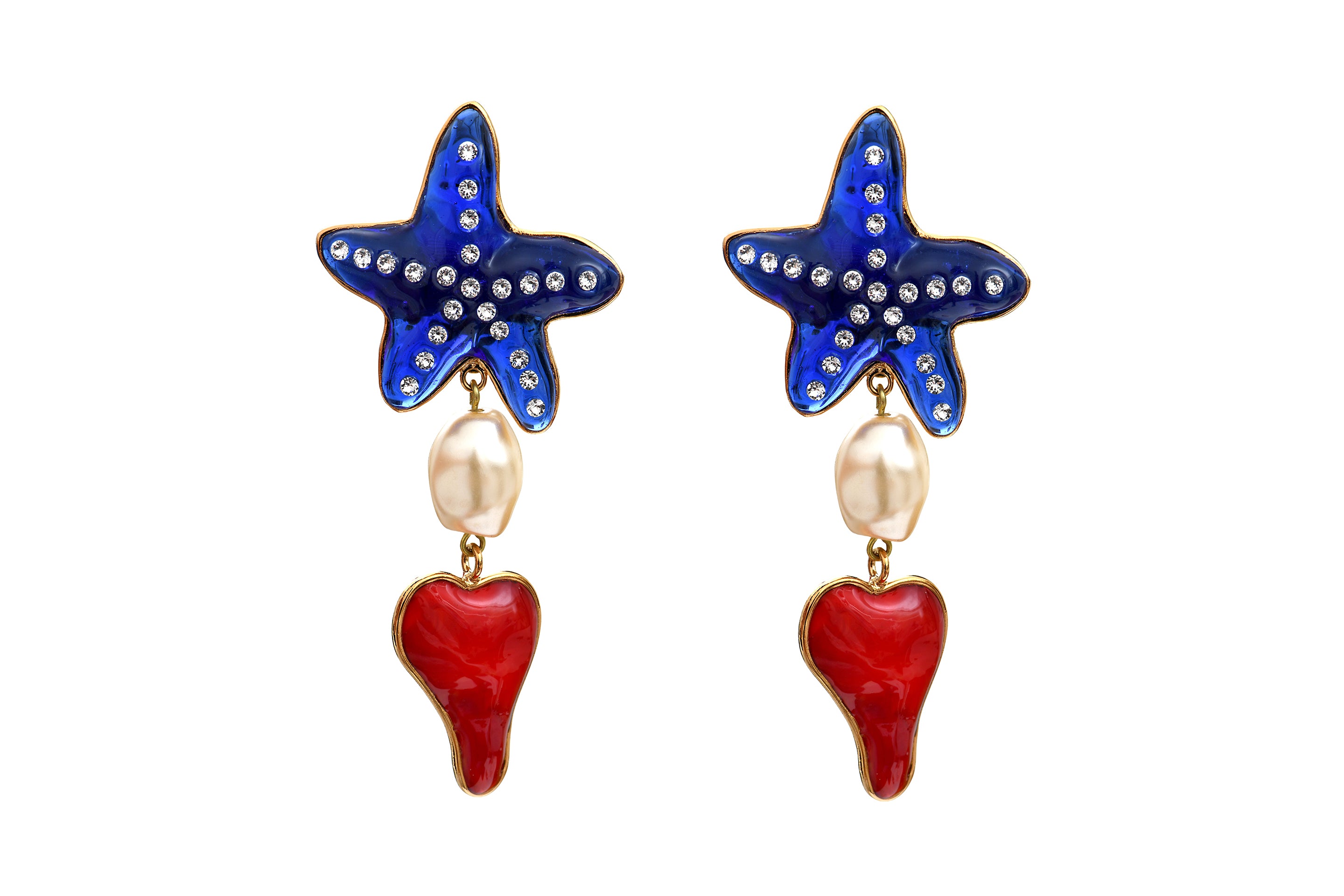 Sea Star and coral Statement Earrings