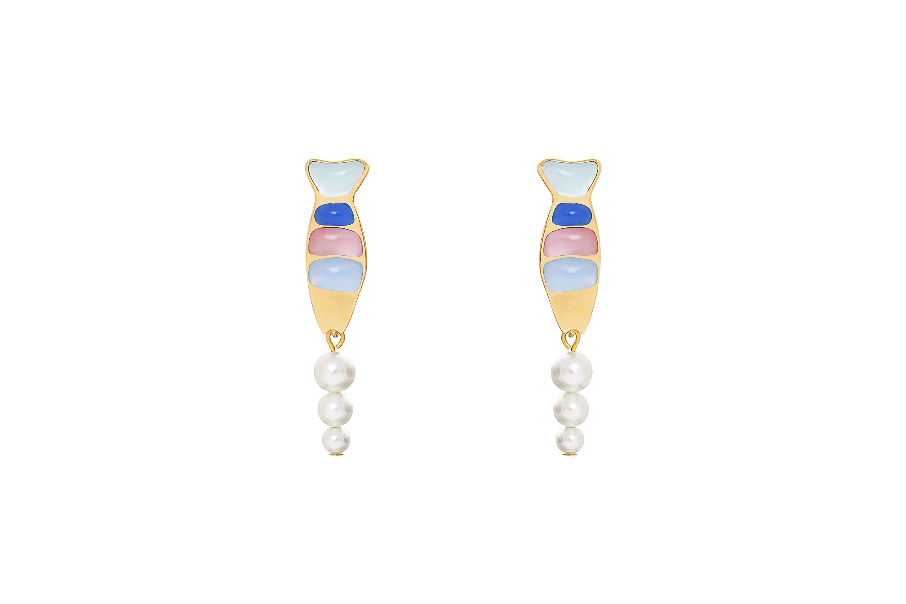 Go Fish Stud Earrings with pearls