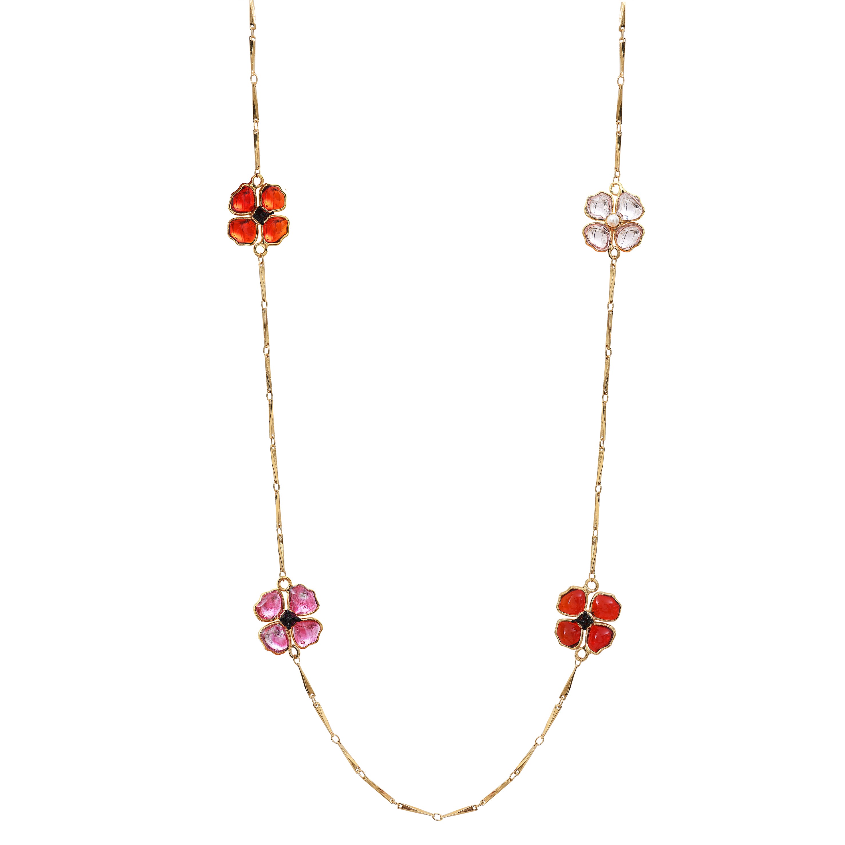 Poppy Flower Long Necklace