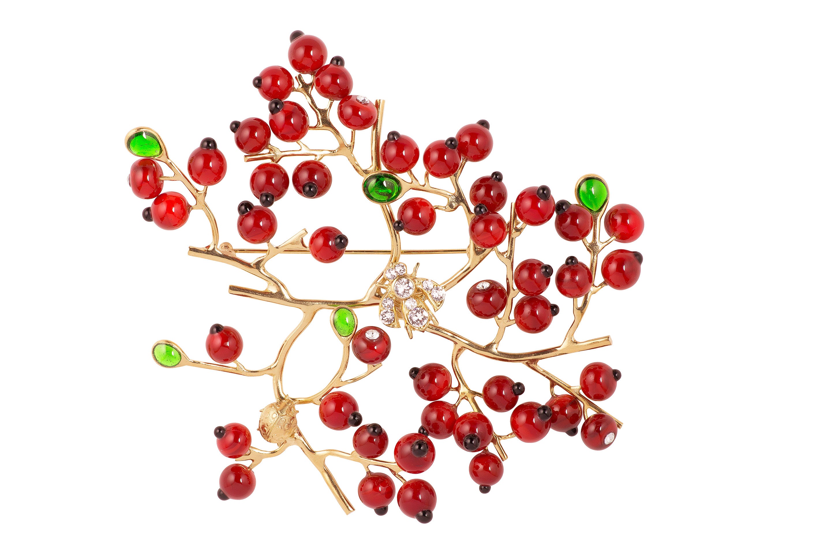 Red Currant Bouquet Brooch